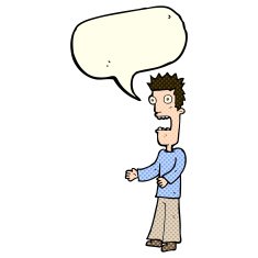 cartoon man freaking out with speech bubble N5
