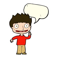 Cartoon happy boy with speech bubble N115