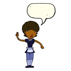 cartoon waitress taking order with speech bubble N10