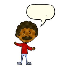 cartoon happy man with mustache speech bubble N5