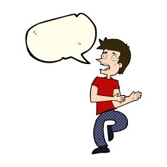 cartoon stressed out man with speech bubble N10