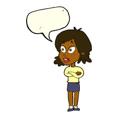cartoon surprised woman with speech bubble N126