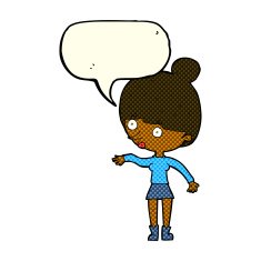 cartoon surprised woman with speech bubble N127