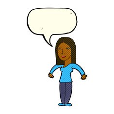 cartoon annoyed woman with speech bubble N97