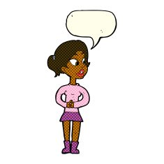 cartoon girl talking with speech bubble N6