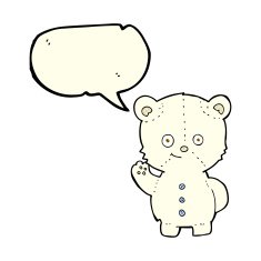 cartoon polar bear cub with speech bubble N44