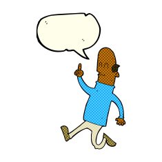 cartoon bald man with idea speech bubble N10