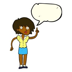 cartoon woman with question speech bubble N6