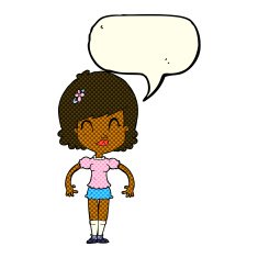 cartoon happy pretty woman with speech bubble N6