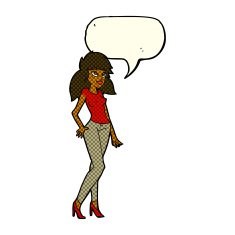 cartoon pretty woman with speech bubble N134