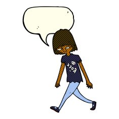 cartoon teenager with speech bubble N5