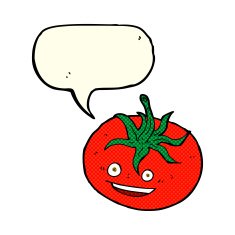 cartoon tomato with speech bubble N16