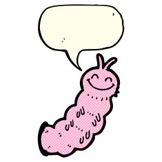 cartoon caterpillar with speech bubble N6