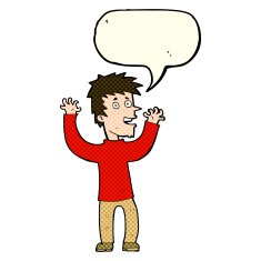 cartoon excited man with speech bubble N34