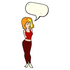 cartoon attractive girl with speech bubble N9
