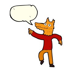 cartoon fox man with speech bubble N30