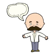 cartoon man with mustache speech bubble N45