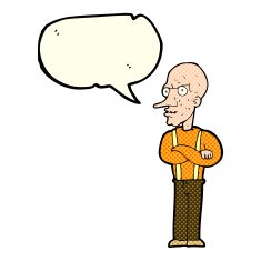 cartoon mean old man with speech bubble N5
