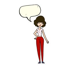 cartoon pretty woman with speech bubble N135