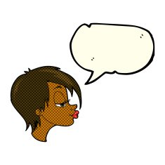 cartoon pretty woman with speech bubble N136