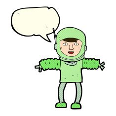 cartoon astronaut with speech bubble N61