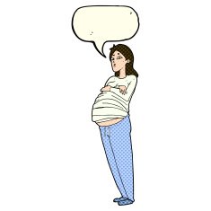 cartoon pregnant woman with speech bubble N9