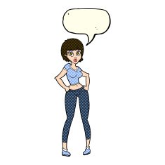cartoon pretty woman with speech bubble N139