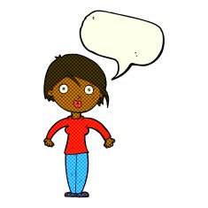 cartoon surprised woman with speech bubble N128