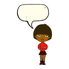 cartoon woman waiting patiently with speech bubble N6