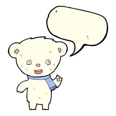 cartoon cute polar bear with speech bubble N34