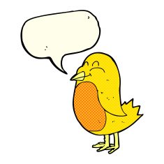 cartoon bird with speech bubble N163