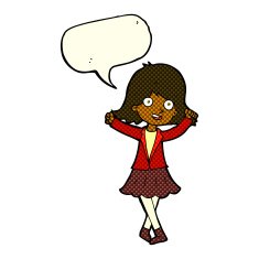 cartoon happy girl with speech bubble N42