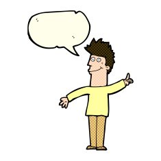 cartoon man with idea speech bubble N56