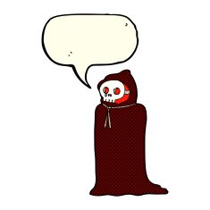 cartoon spooky halloween costume with speech bubble N12
