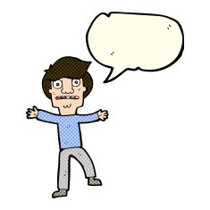 cartoon boy panicking with speech bubble N16