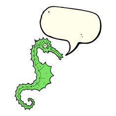 cartoon sea horse with speech bubble N11