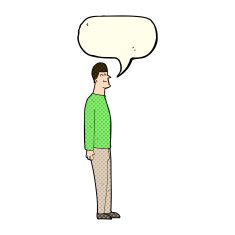 cartoon tall man with speech bubble N5