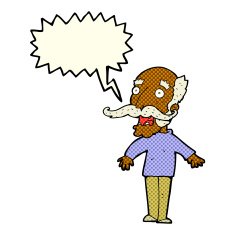 cartoon old man gasping in surprise with speech bubble N5