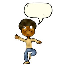 cartoon dancing man with speech bubble N9