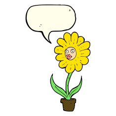 cartoon flower with speech bubble N23