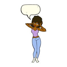 cartoon pretty woman with speech bubble N140