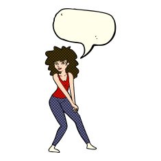 cartoon woman posing with speech bubble N14