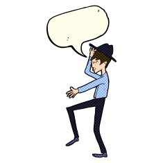 cartoon fashionable man with speech bubble N5