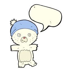 cartoon cute polar bear with speech bubble N35