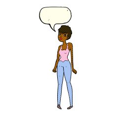 cartoon pretty woman with speech bubble N142