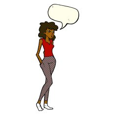 cartoon pretty woman with speech bubble N143