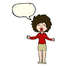 cartoon loud woman with speech bubble N4