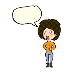 cartoon surprised woman with speech bubble N130