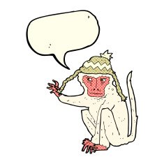 cartoon monkey wearing hat with speech bubble N5