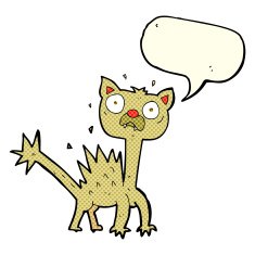 cartoon scared cat with speech bubble N5